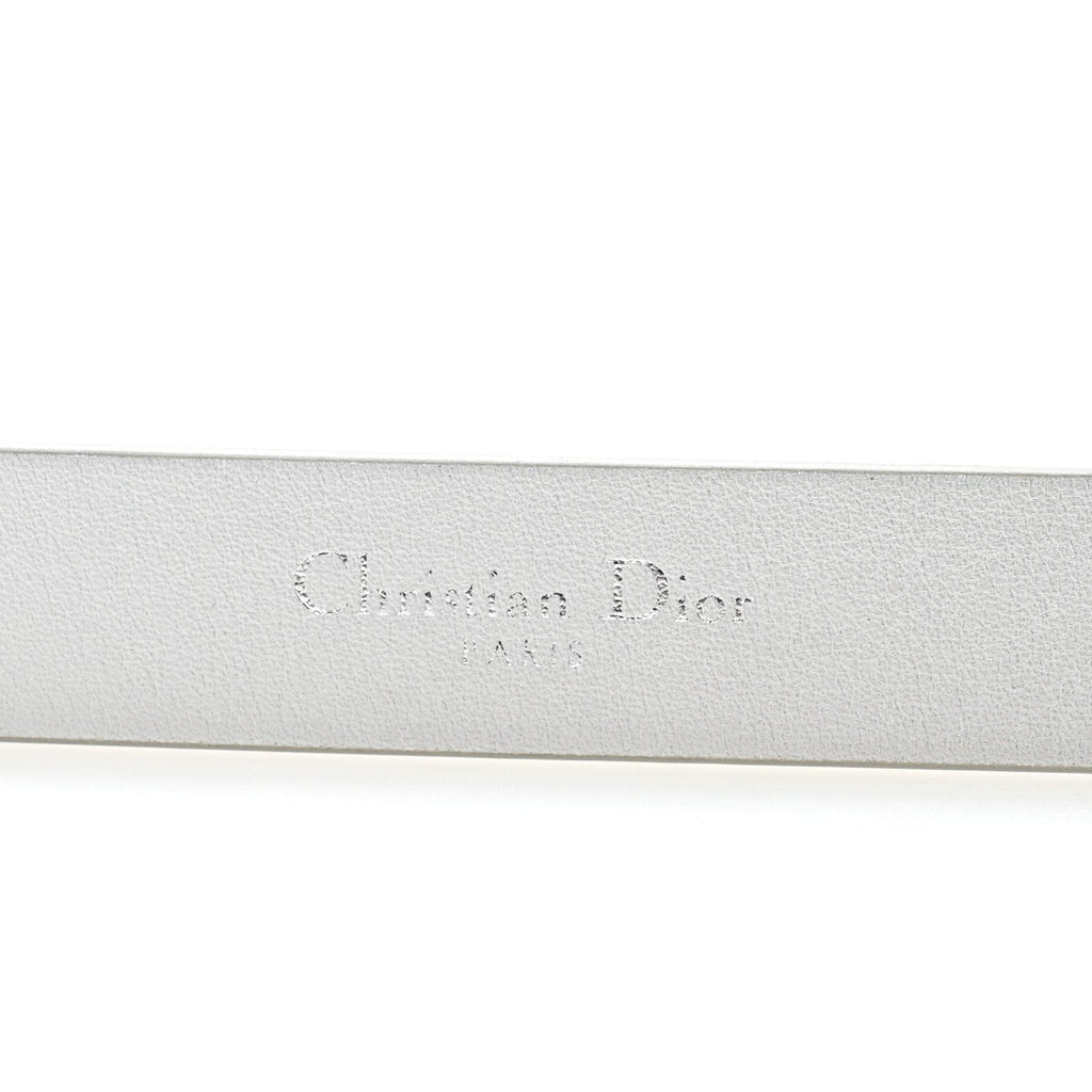 Metallic Calfskin Saddle Belt 80 32 Silver