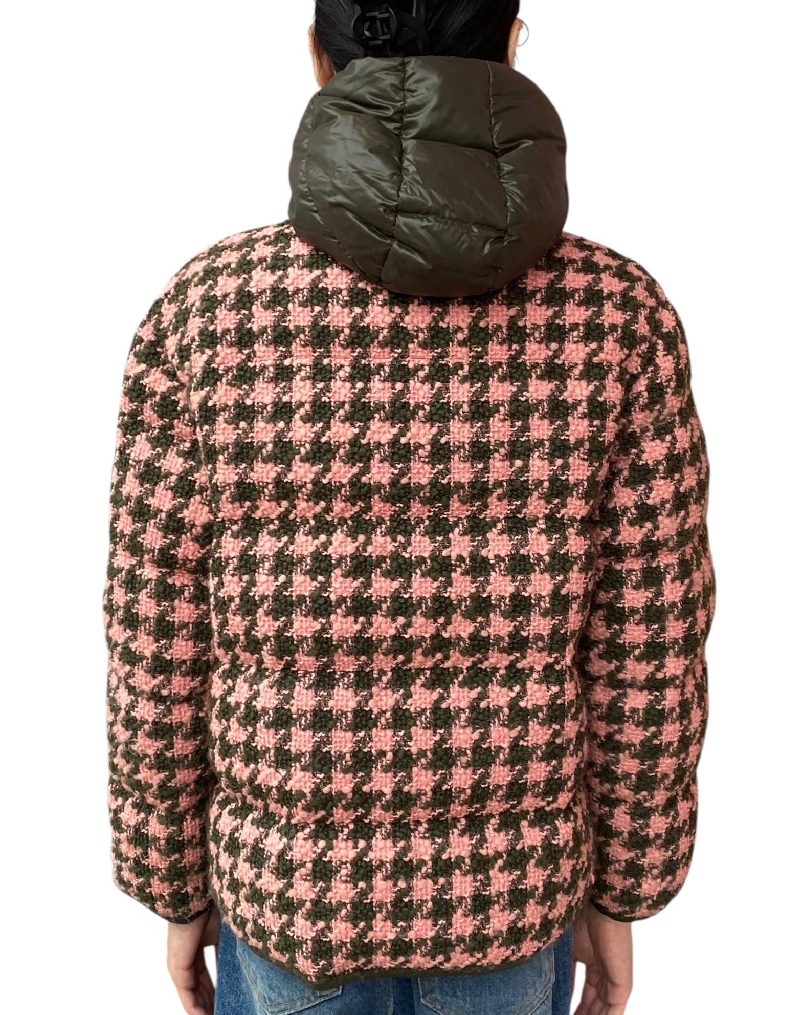 Moncler Pink Chevril Houndstooth Puffer Jacket - 1 / S-M