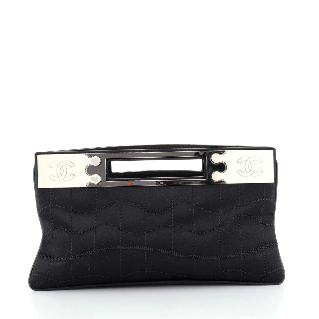 Vintage CC Cut Out Handle Clutch Stitched Satin