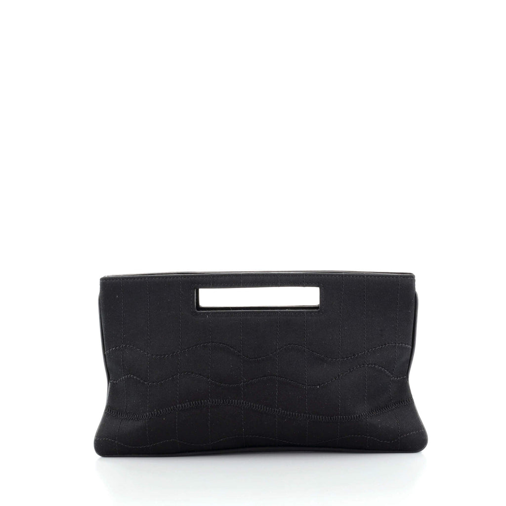 Vintage CC Cut Out Handle Clutch Stitched Satin