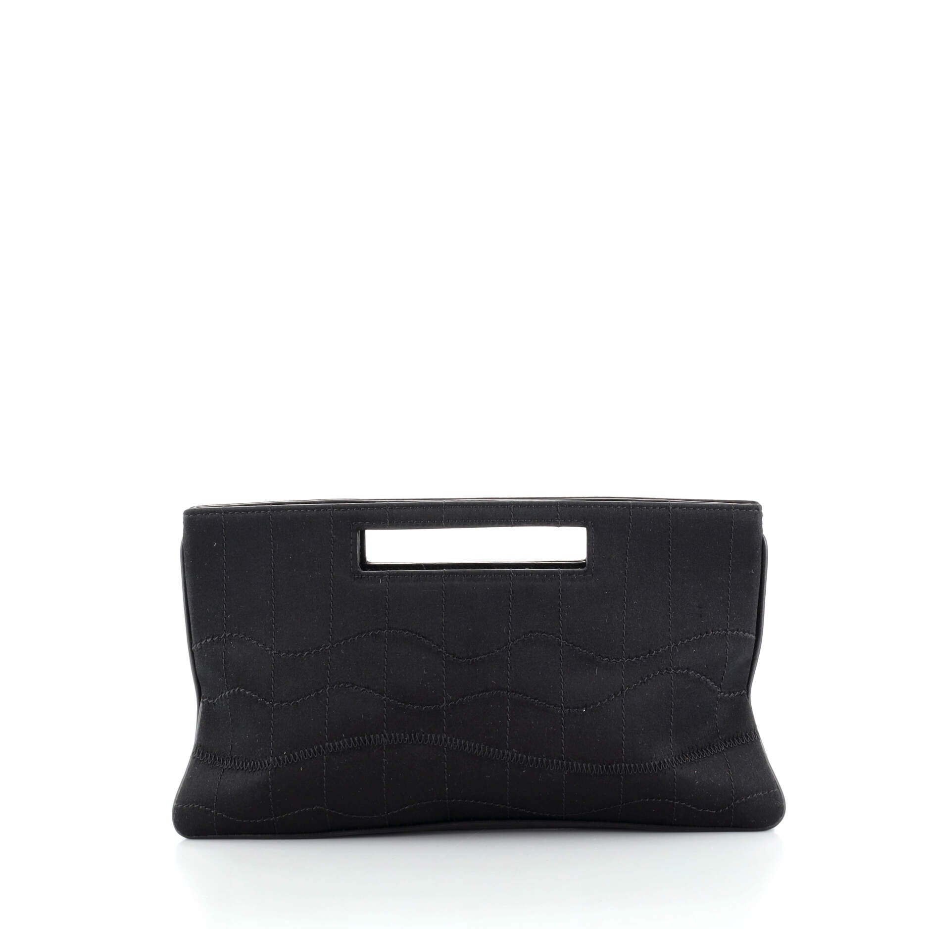 Vintage CC Cut Out Handle Clutch Stitched Satin