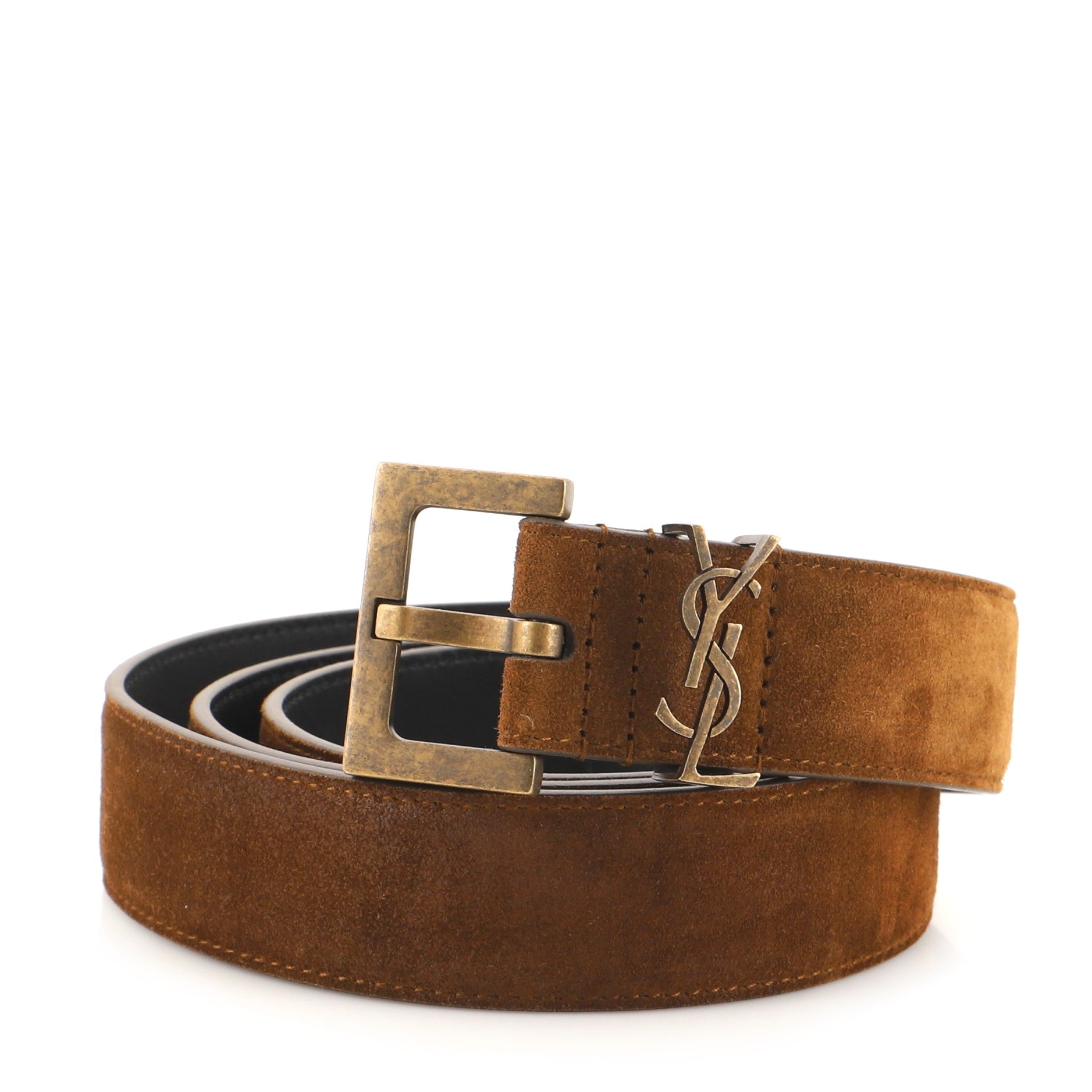 Classic Monogram Square Buckle Belt Suede Medium 95