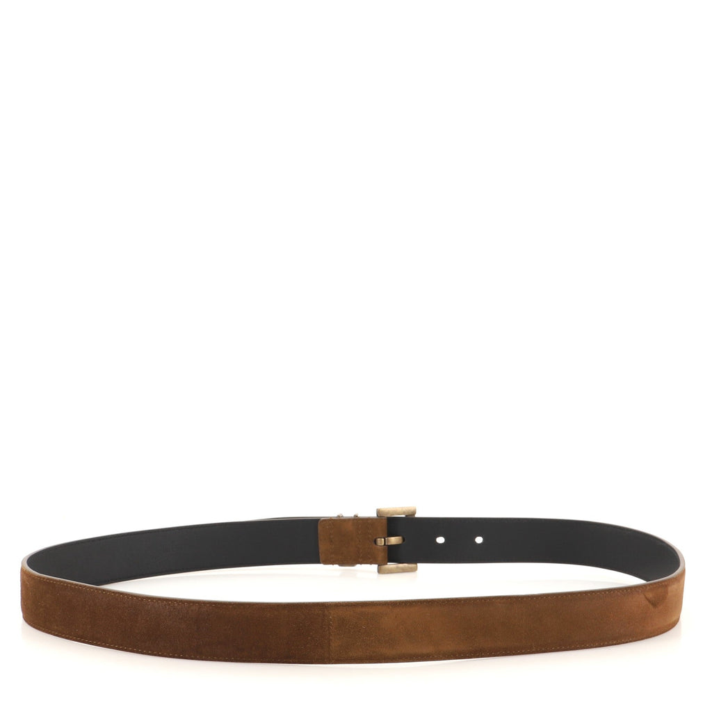 Classic Monogram Square Buckle Belt Suede Medium 95