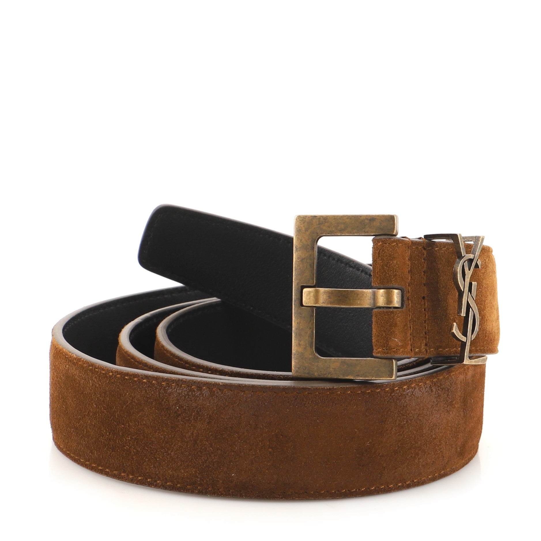 Classic Monogram Square Buckle Belt Suede Medium 95
