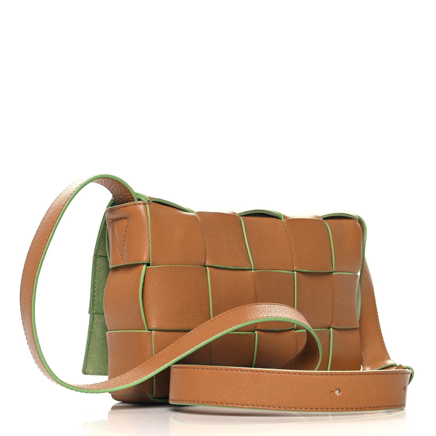 Buffalo Maxi Intrecciato Cassette Bicolor Crossbody Bag Caramel Pistachio