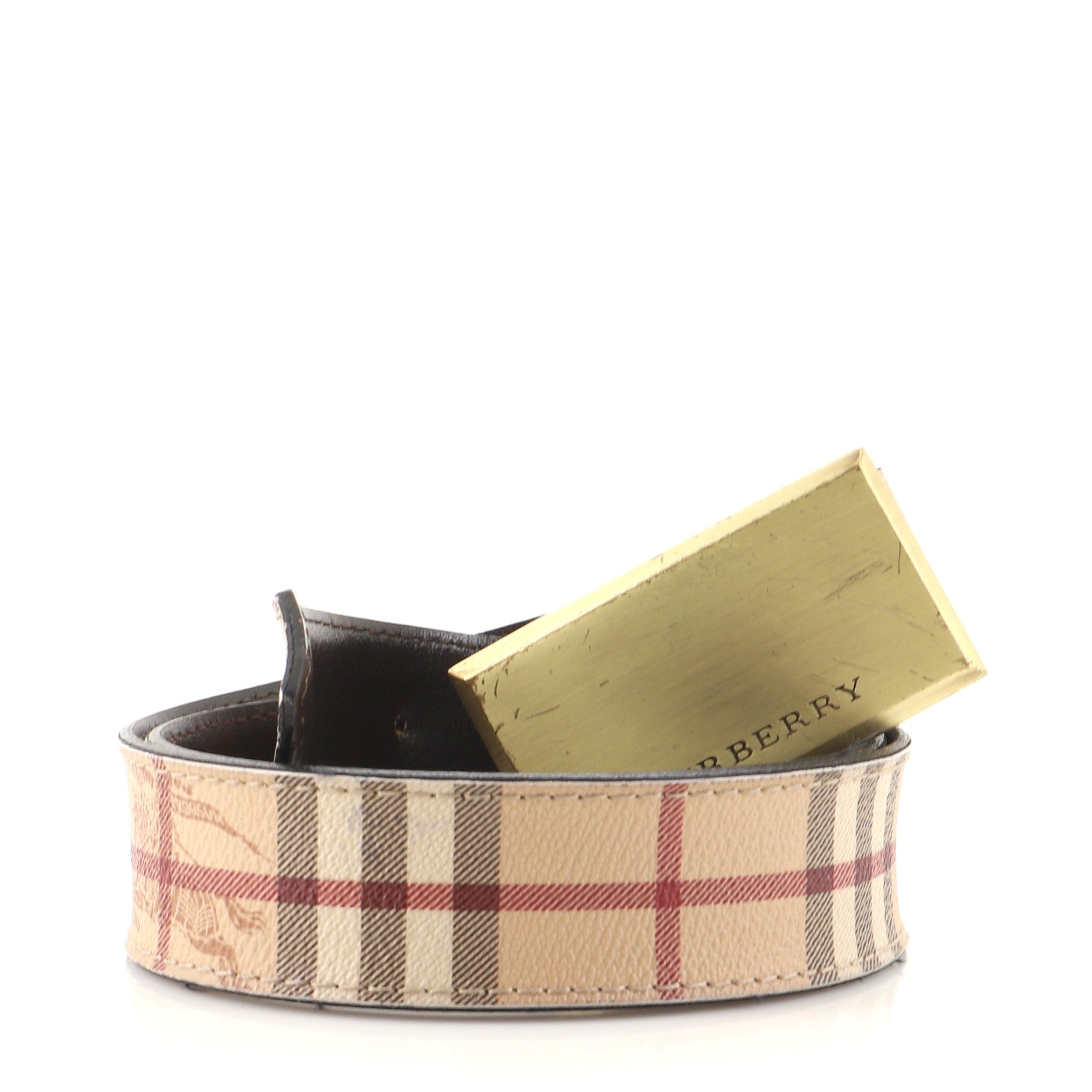 Logo Buckle Belt Vintage Check Coated Canvas Wide 85