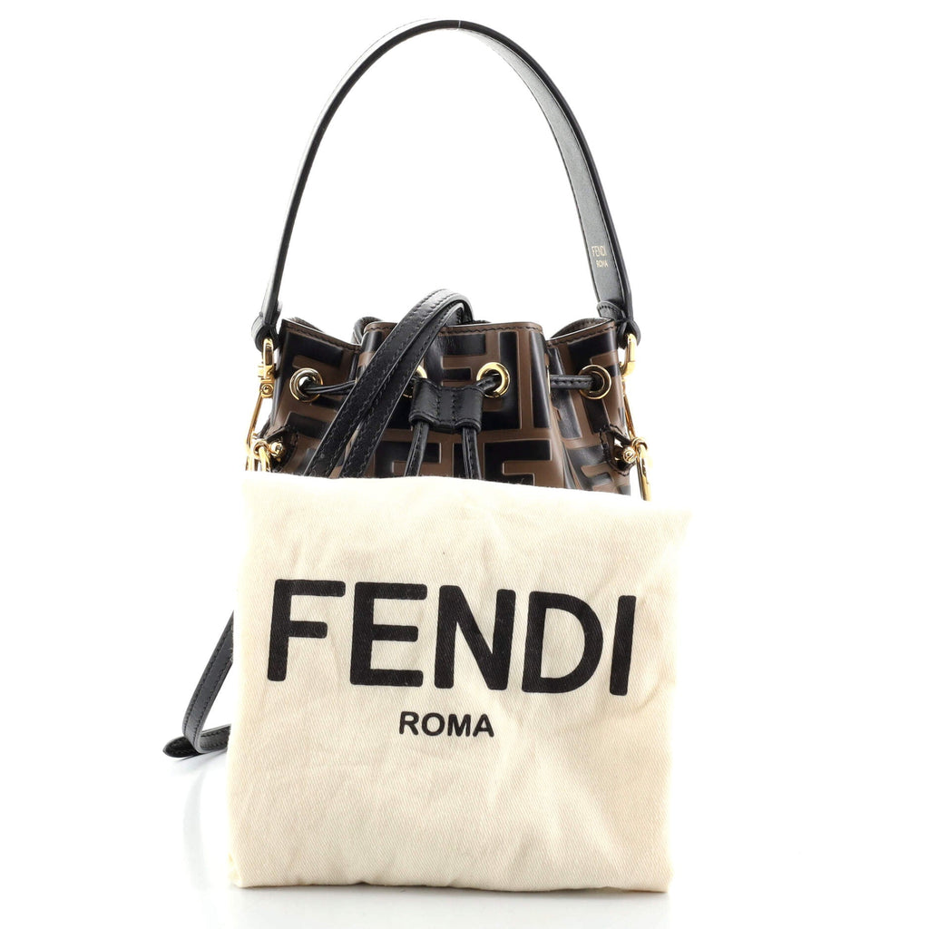 Mon Tresor Bucket Bag Zucca Embossed Leather Mini