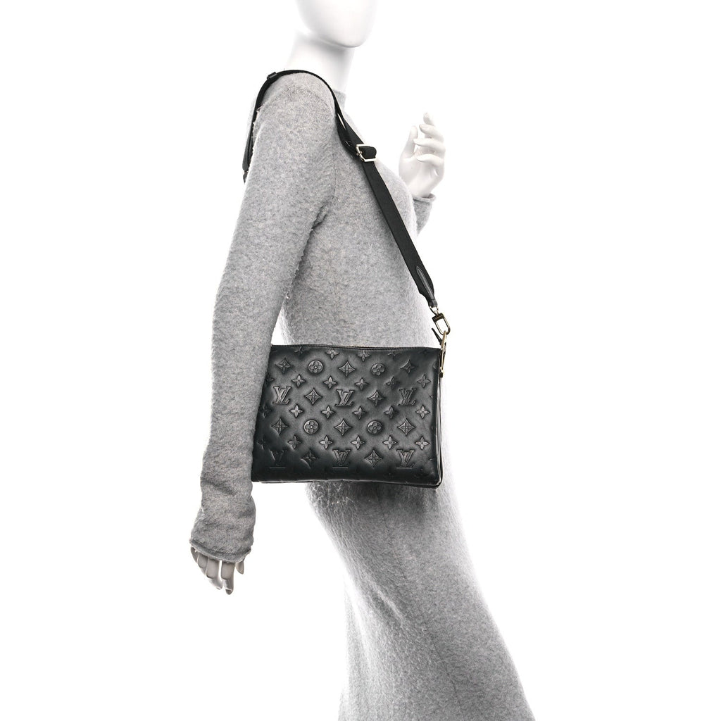 Lambskin Embossed Monogram Coussin PM Black