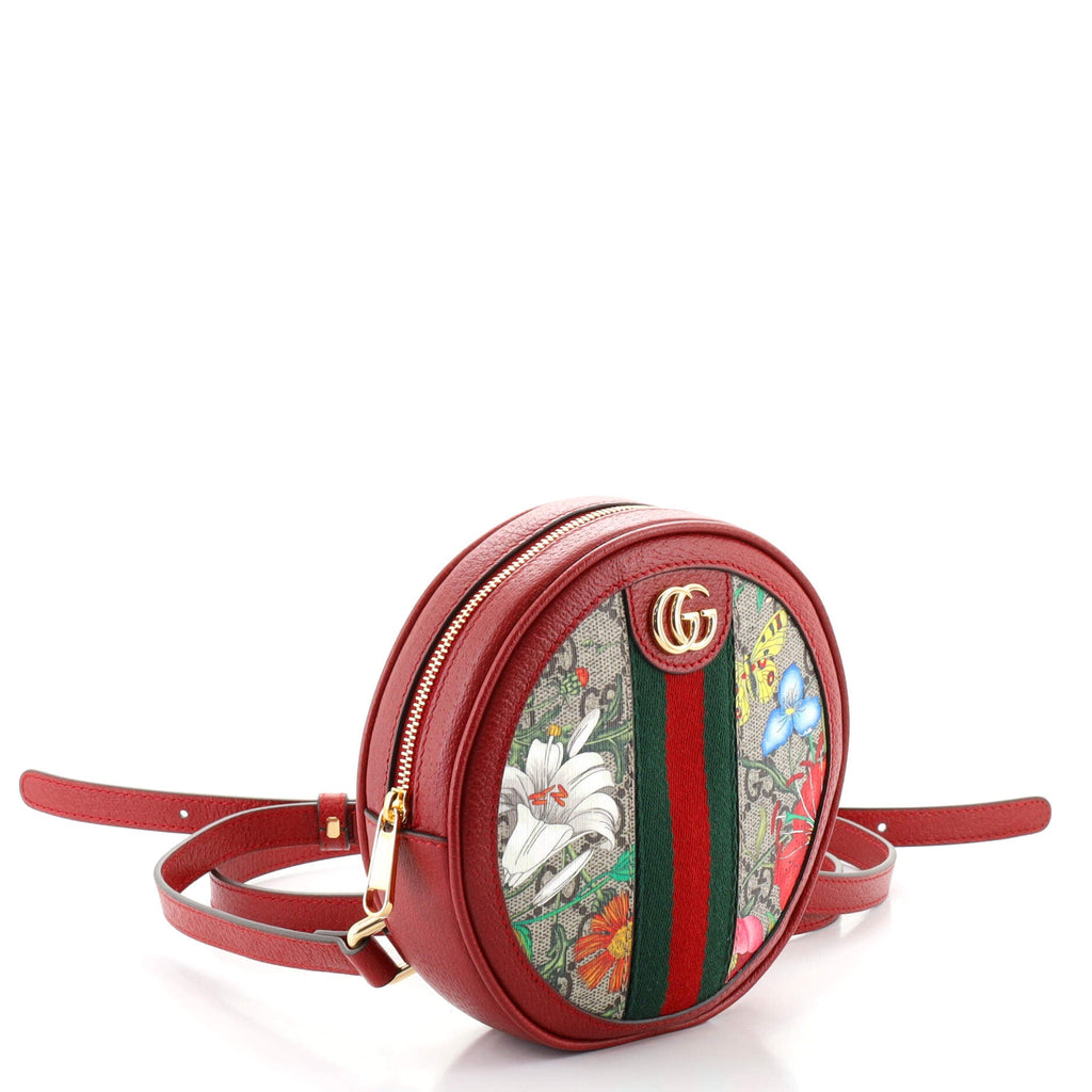 Ophidia Round Backpack Flora GG Coated Canvas Mini