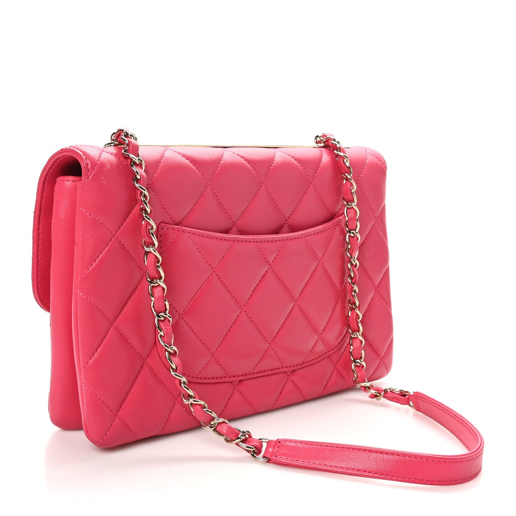 Lambskin Quilted Medium Trendy CC Flap Dark Pink