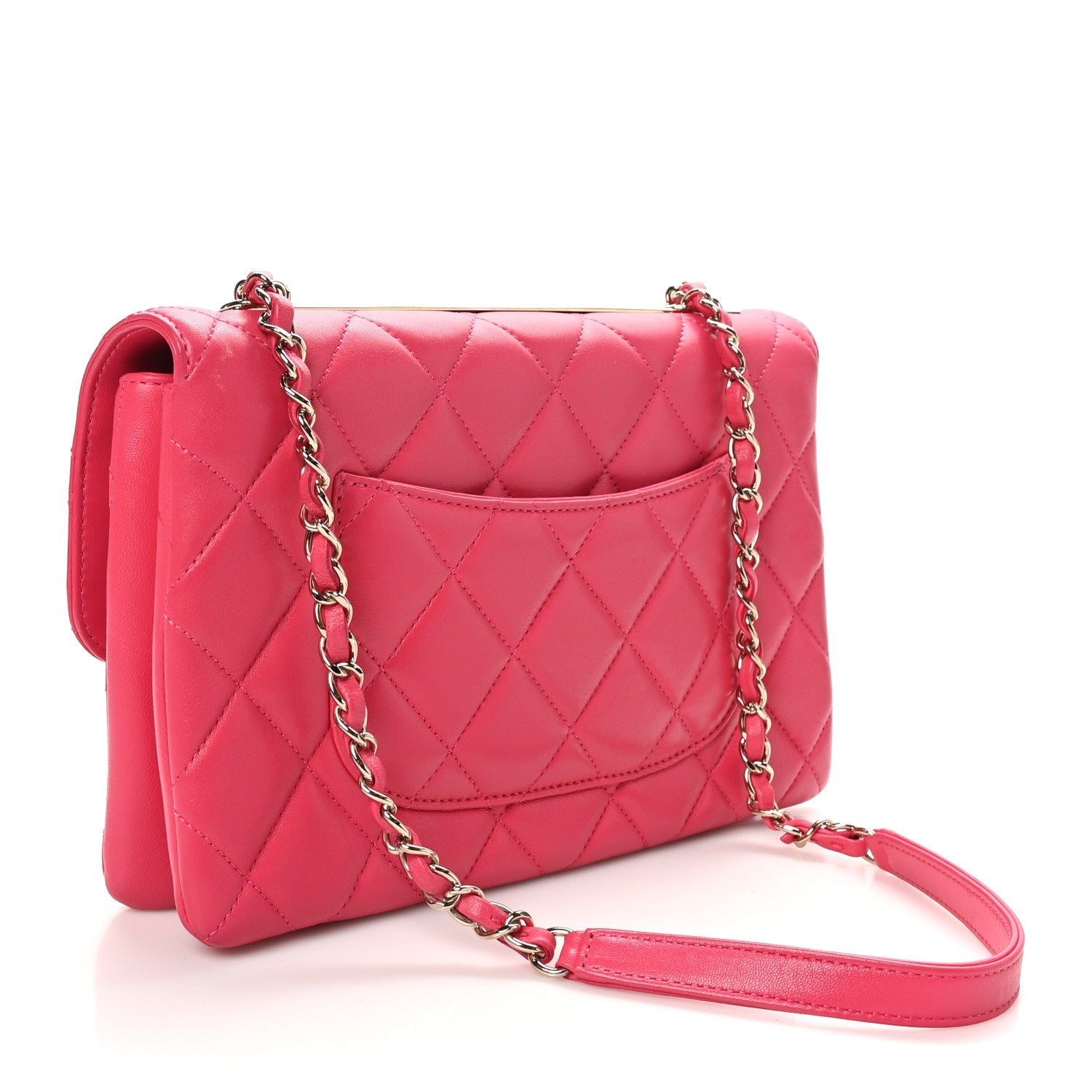 Lambskin Quilted Medium Trendy CC Flap Dark Pink