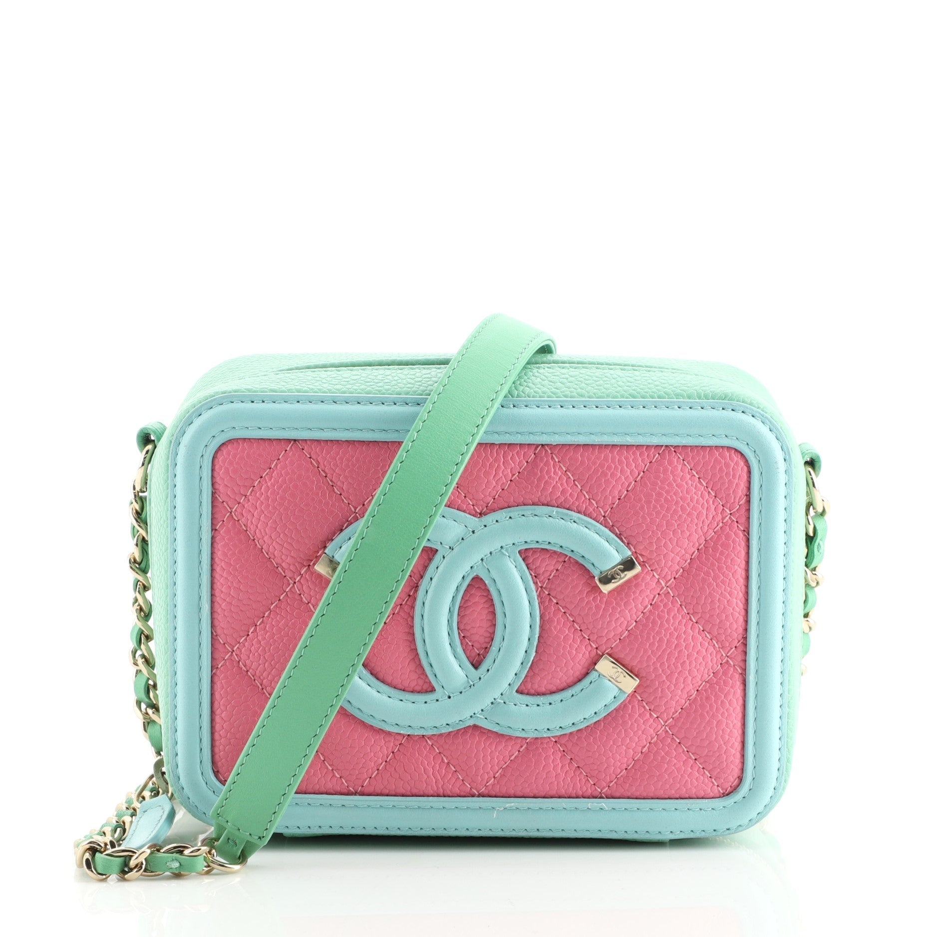 Filigree Vanity Clutch with Chain Quilted Caviar Mini