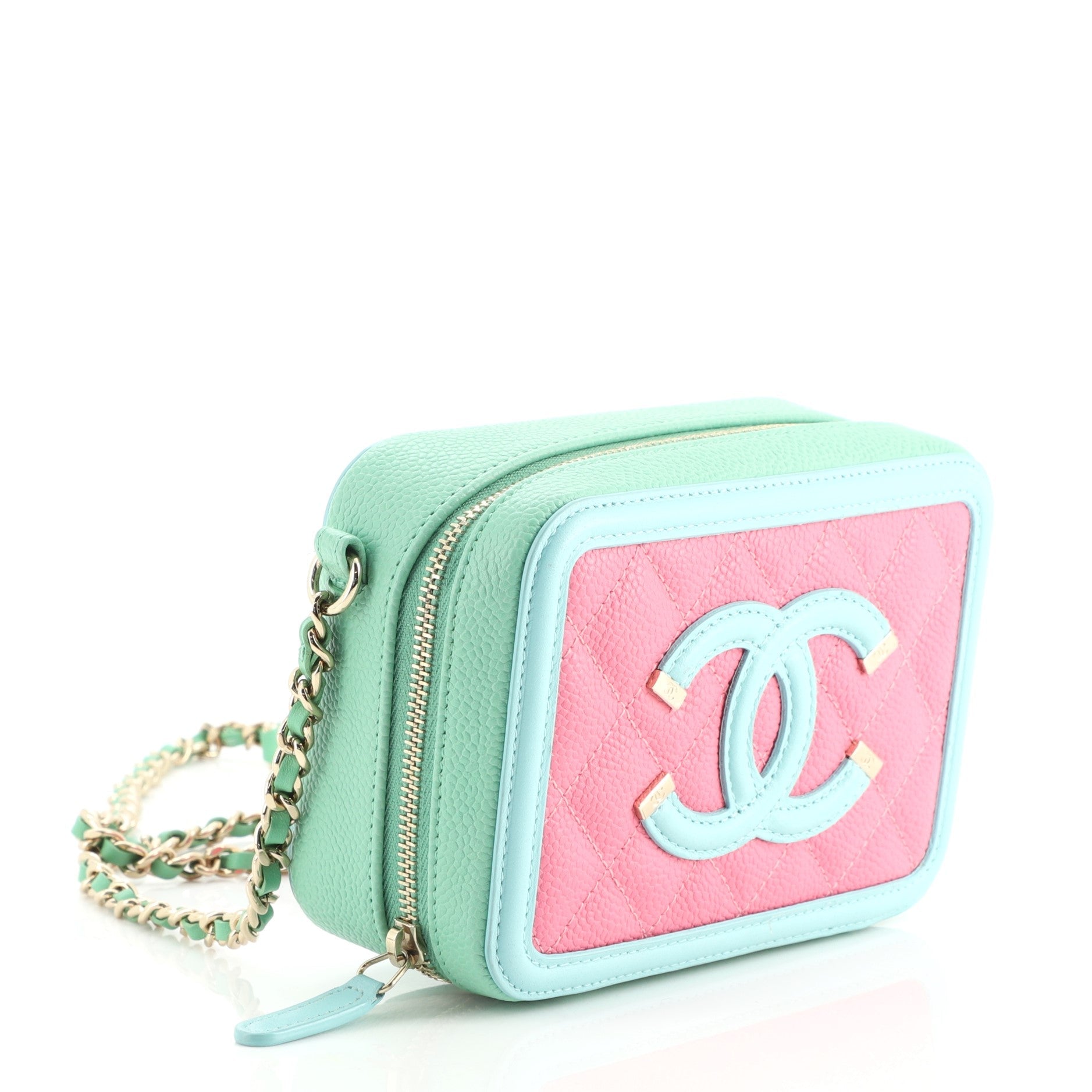 Filigree Vanity Clutch with Chain Quilted Caviar Mini