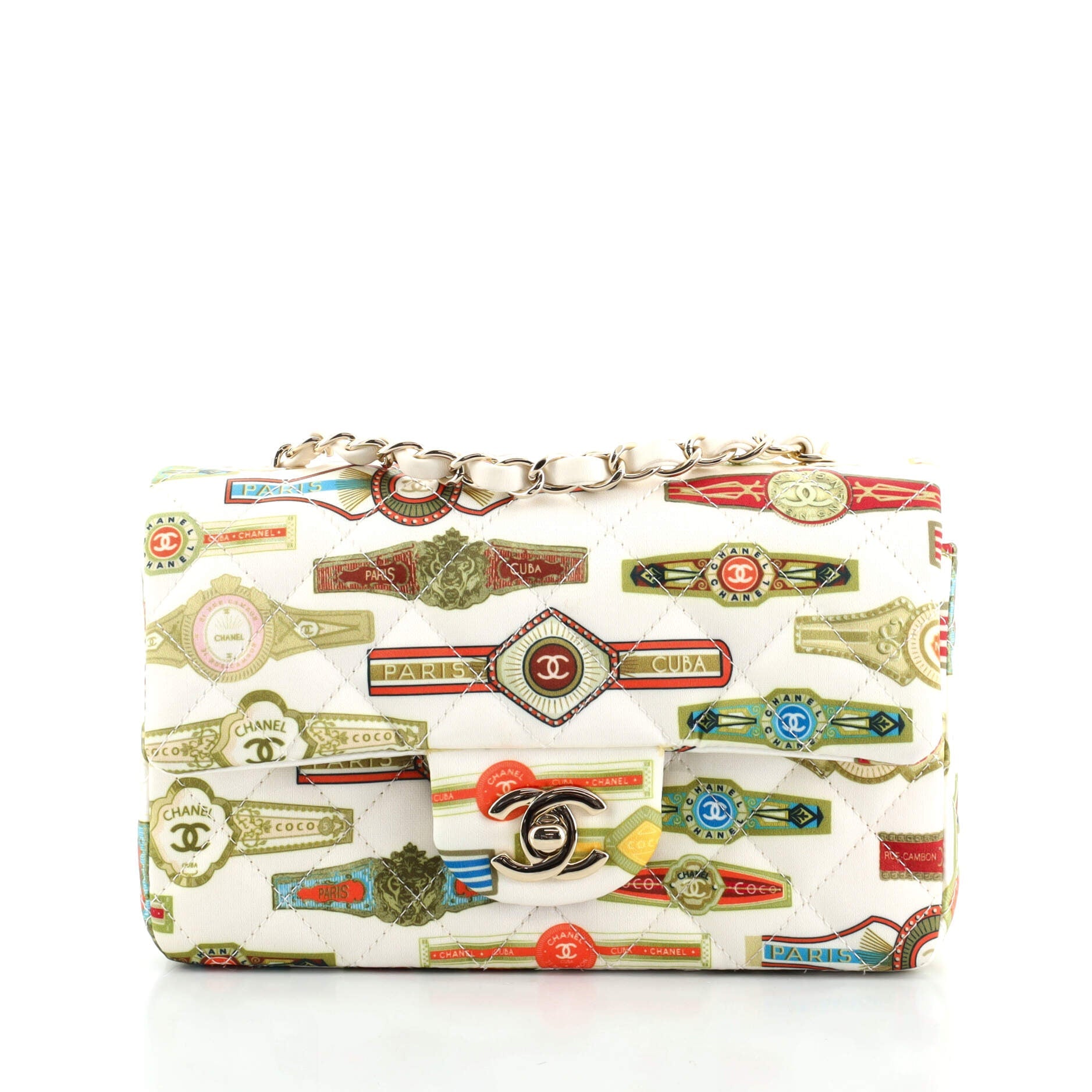 Cuba Classic Single Flap Bag Quilted Printed Satin Mini