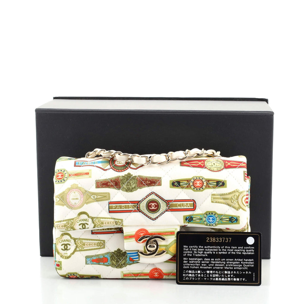 Cuba Classic Single Flap Bag Quilted Printed Satin Mini