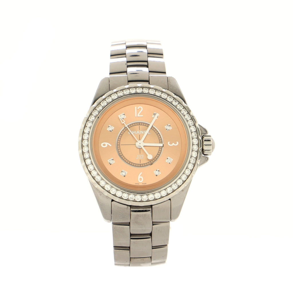 J12 Chromatic Quartz Watch Titanium and Ceramic with Diamond Bezel and Markers 33