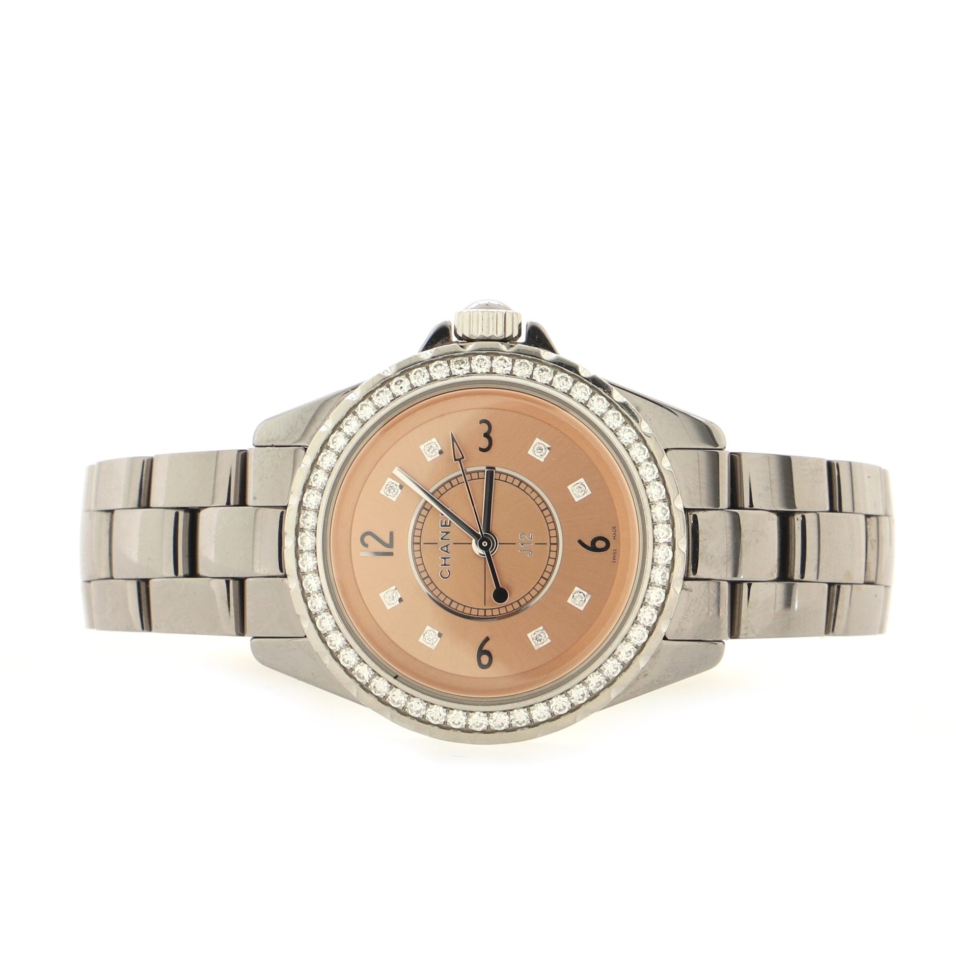 J12 Chromatic Quartz Watch Titanium and Ceramic with Diamond Bezel and Markers 33