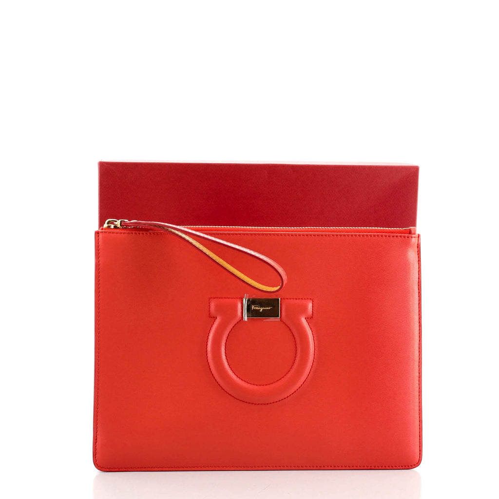 Gancini Wristlet Clutch Leather Medium