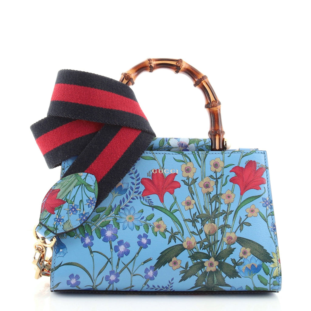 Nymphaea Top Handle Bag Floral Print Leather Mini