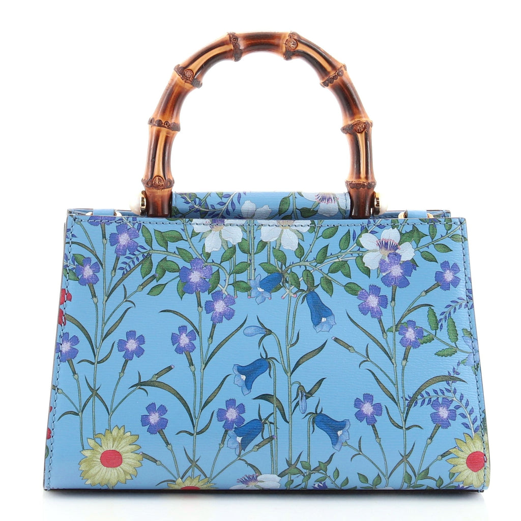 Nymphaea Top Handle Bag Floral Print Leather Mini