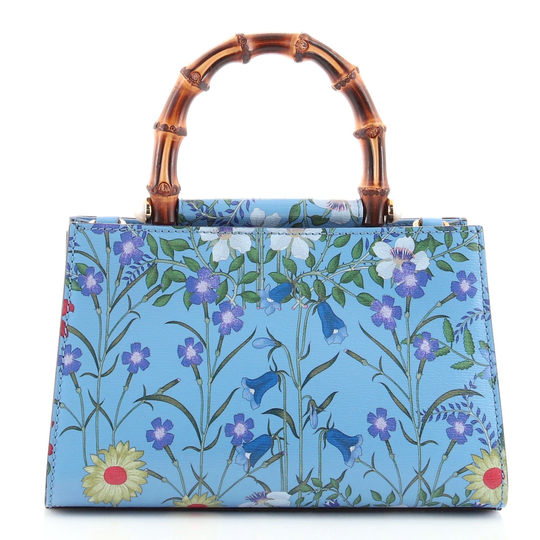 Nymphaea Top Handle Bag Floral Print Leather Mini