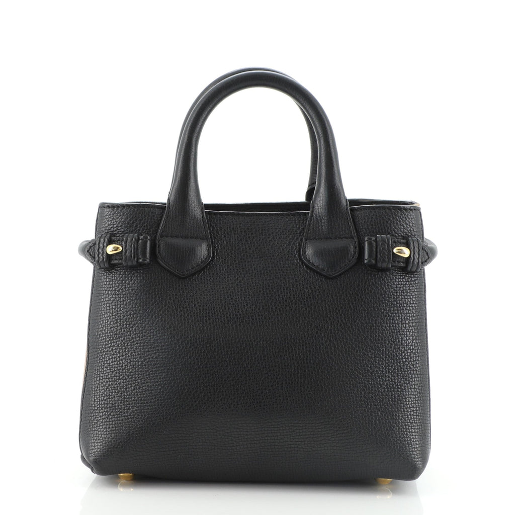 Banner Tote Leather and House Check Canvas Mini