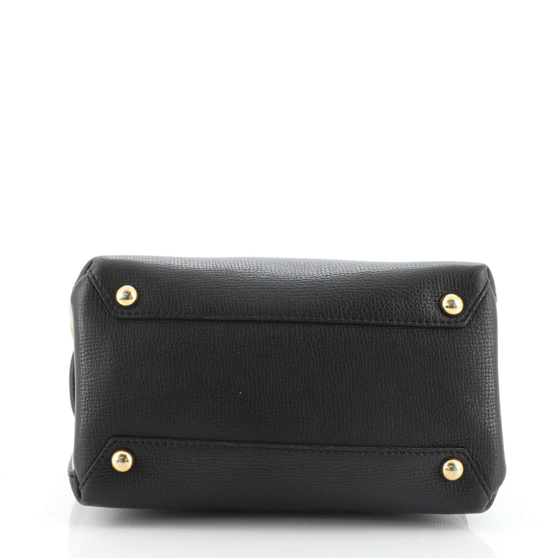 Banner Tote Leather and House Check Canvas Mini