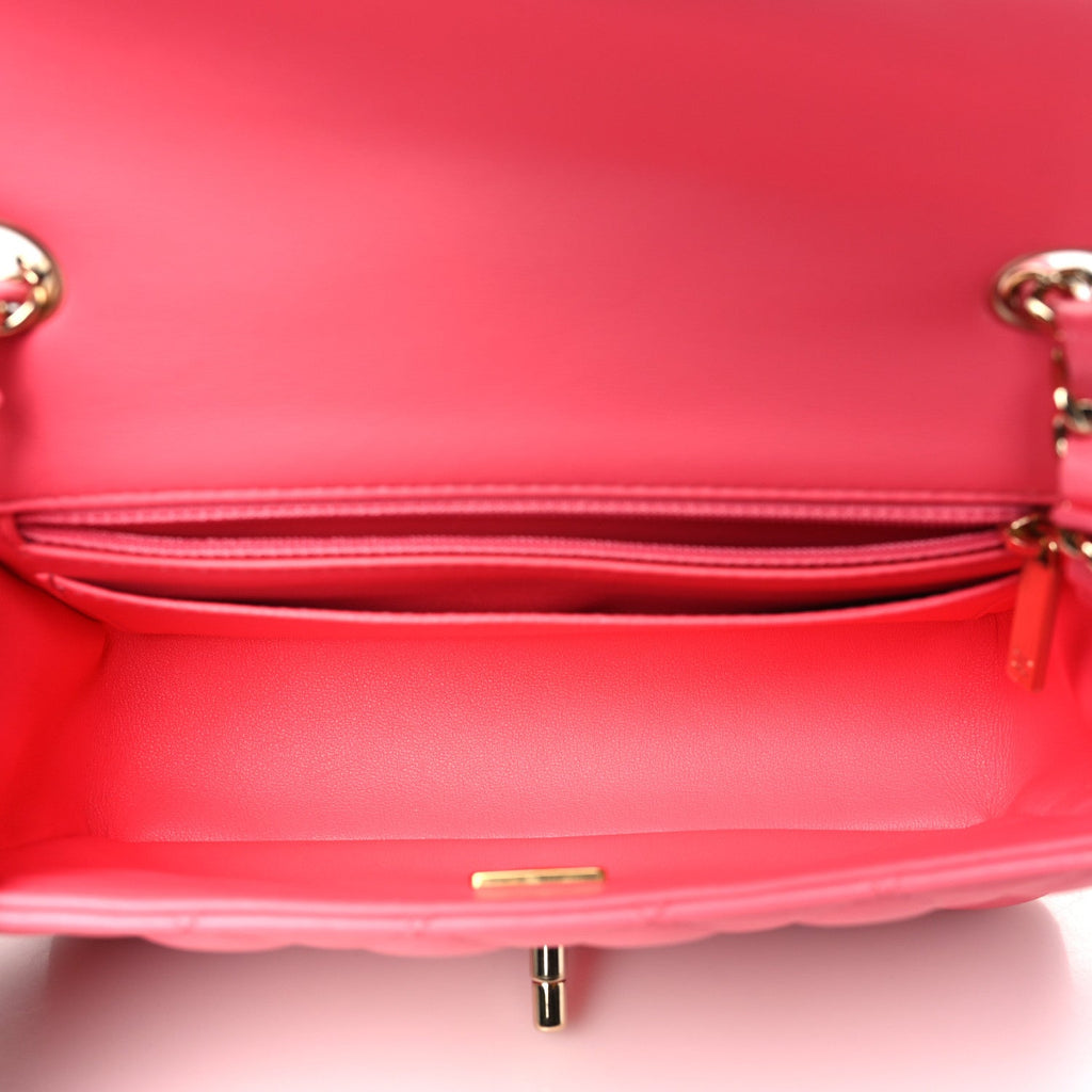 Lambskin Quilted Mini Rectangular Flap Pink