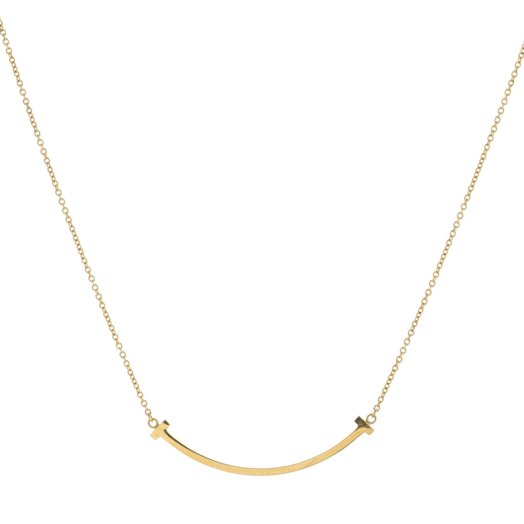 T Smile Pendant Necklace 18K Yellow Gold Small