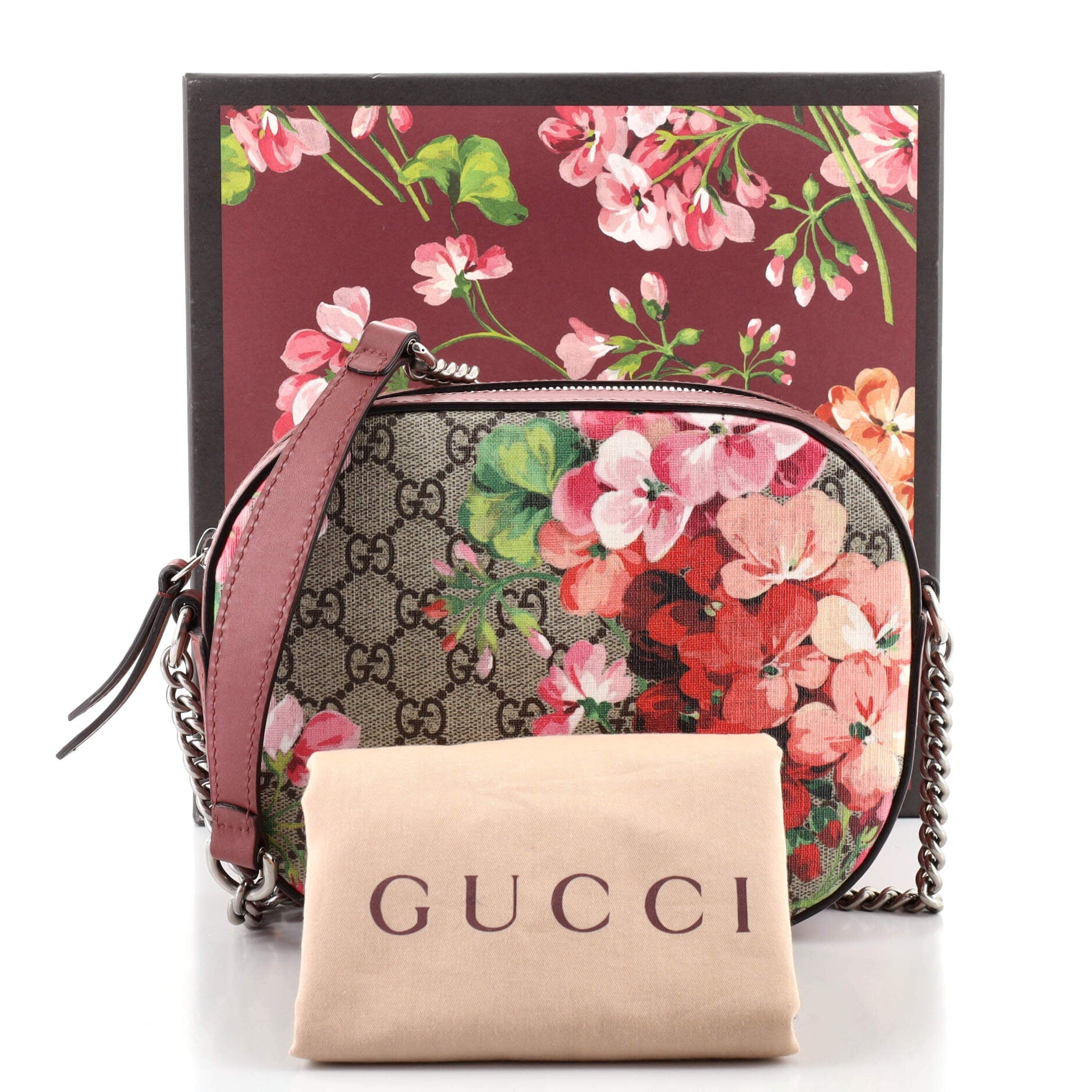 Chain Crossbody Bag Blooms Print GG Coated Canvas Mini
