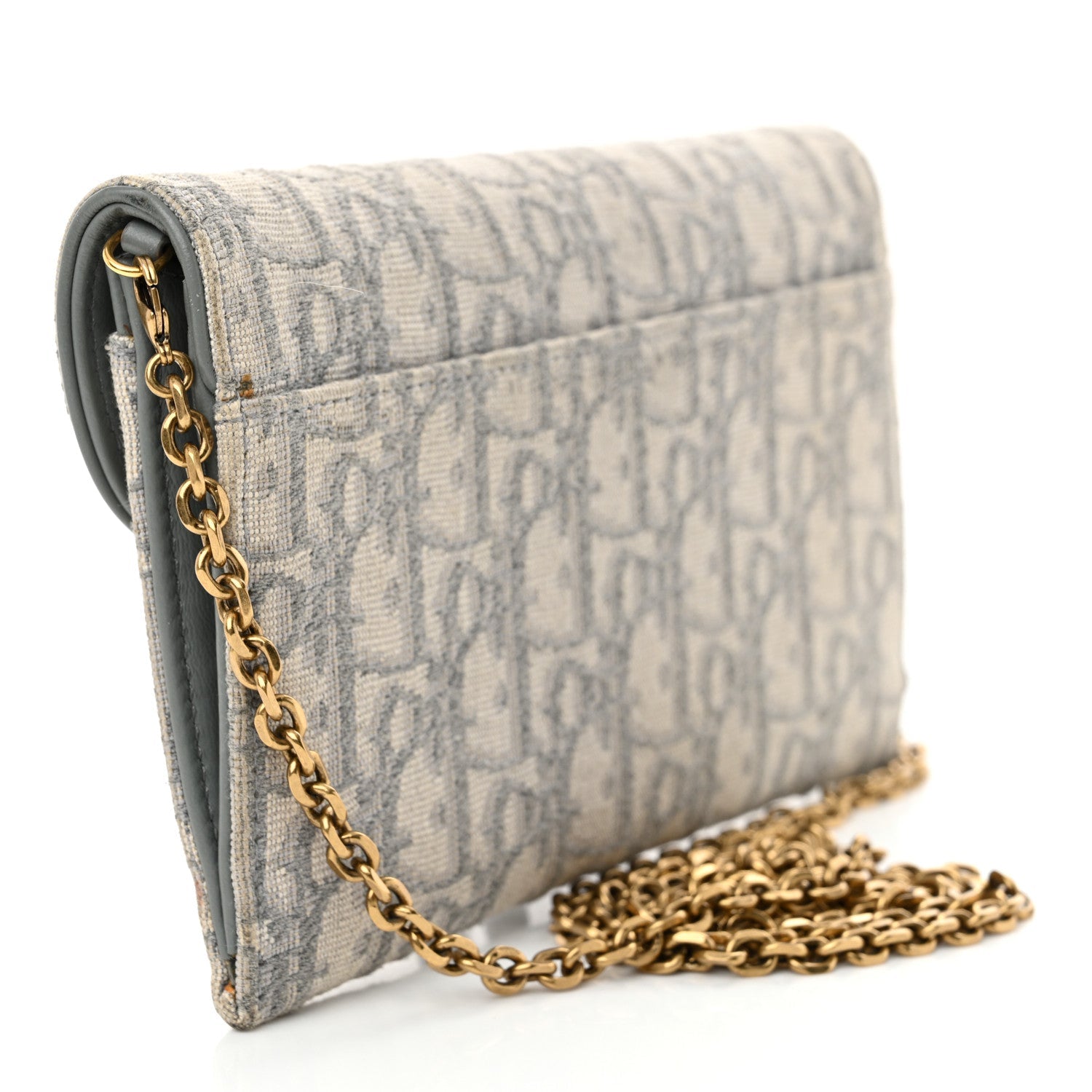 Oblique Saddle Chain Long Wallet Grey