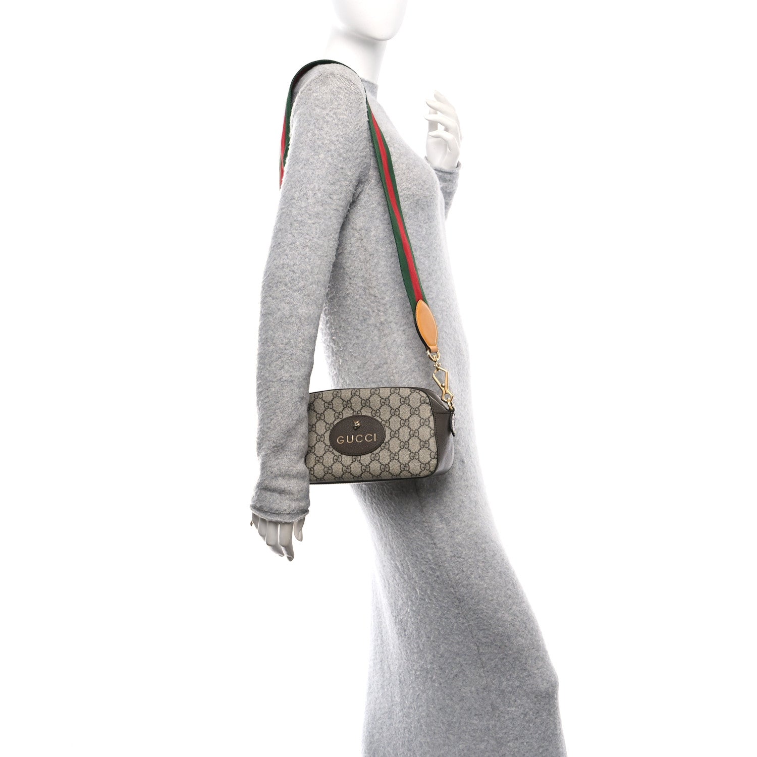 GG Supreme Monogram Web Neo Vintage Shoulder Bag Beige New Acero Crop