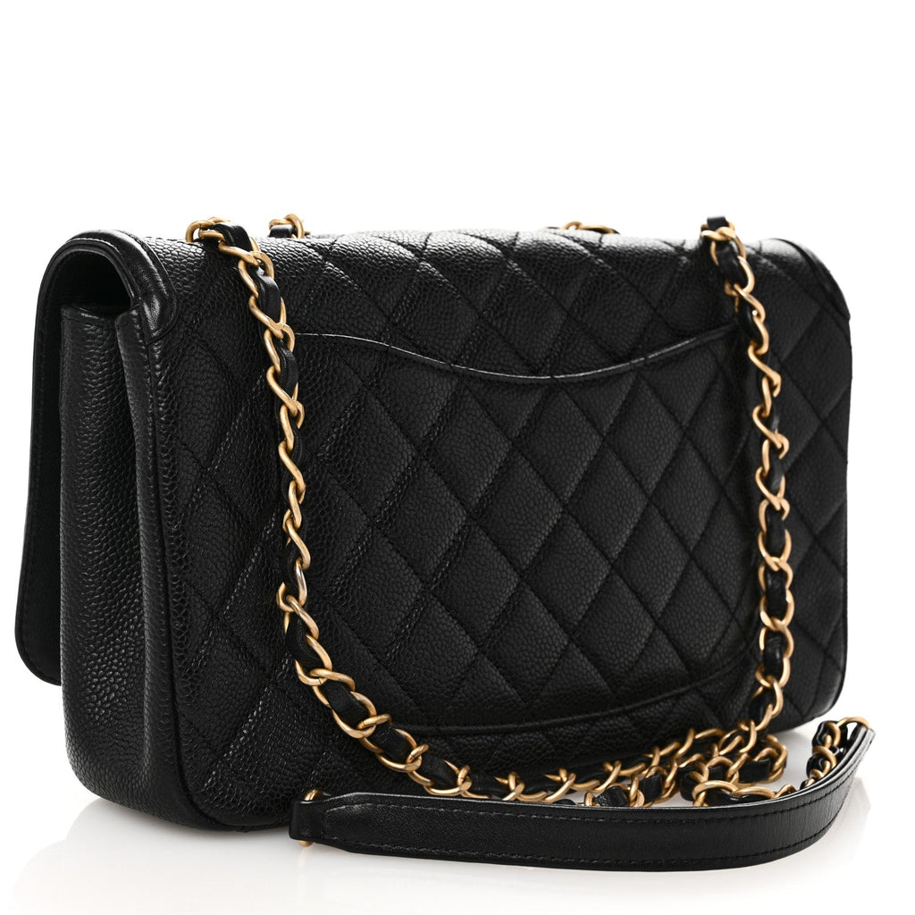 Caviar Quilted Medium CC Filigree Flap Black