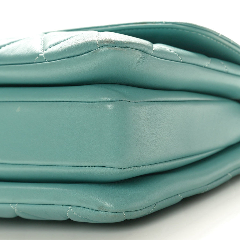 Lambskin Quilted Small Trendy CC Flap Dual Handle Bag Light Blue