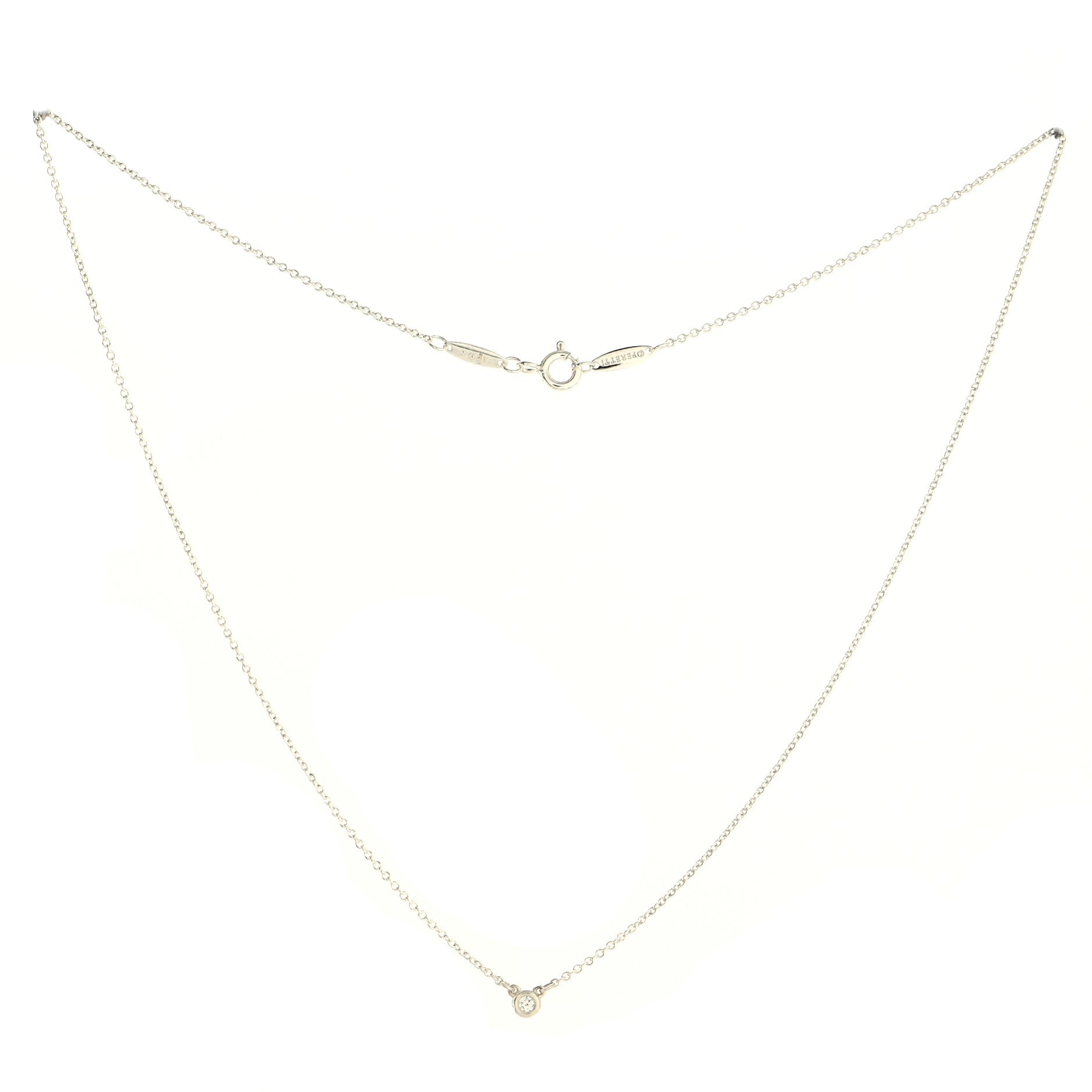 Elsa Peretti Diamonds By The Yard Pendant Necklace Sterling Silver with Diamond .03CT