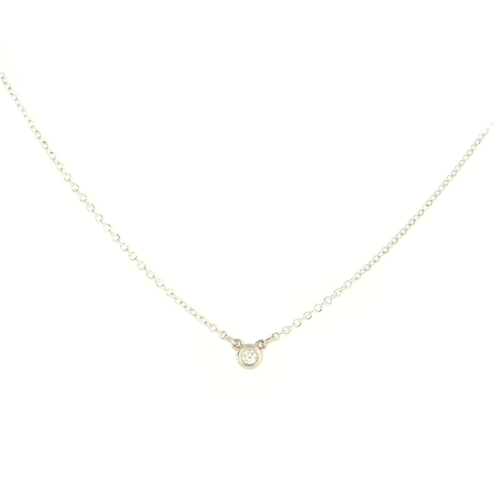 Elsa Peretti Diamonds By The Yard Pendant Necklace Sterling Silver with Diamond .03CT