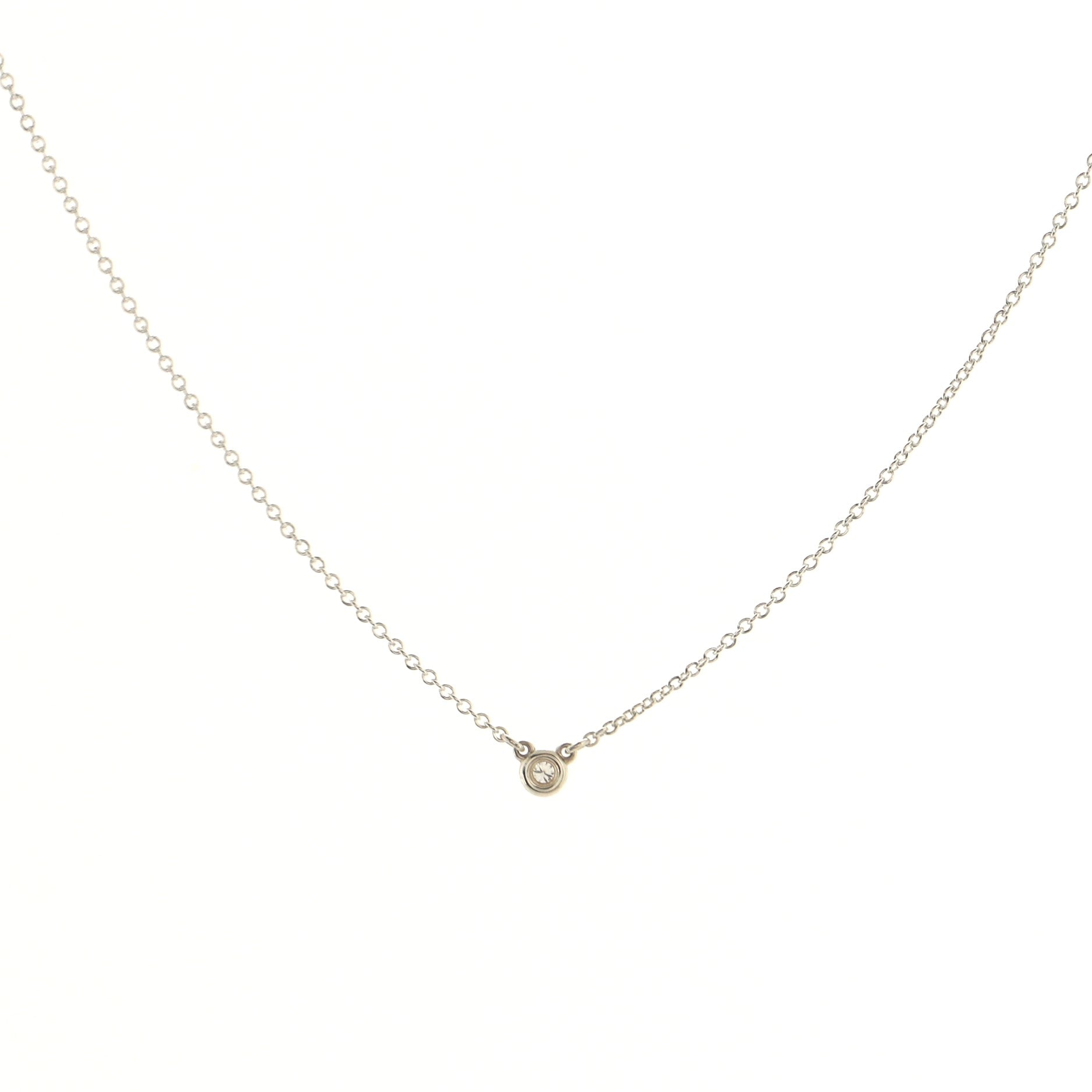 Elsa Peretti Diamonds By The Yard Pendant Necklace Sterling Silver with Diamond .03CT