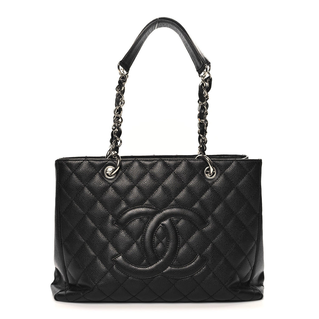 Caviar Quilted Grand Shopping Tote GST Black