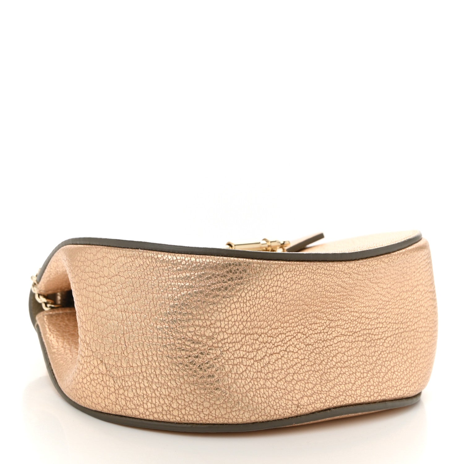 Metallic Grained Goatskin Nano Drew Shoulder Bag Abstract Gold