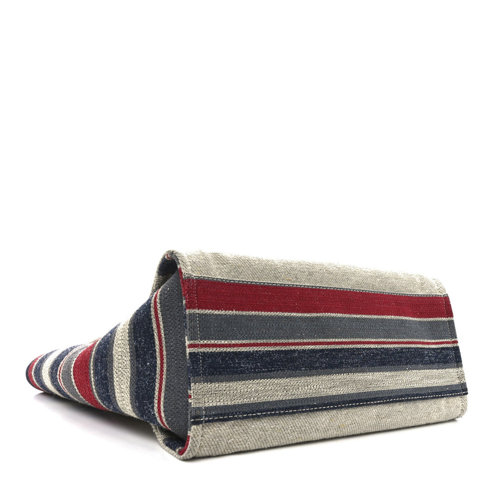 Striped Canvas Medium Deauville Tote Beige