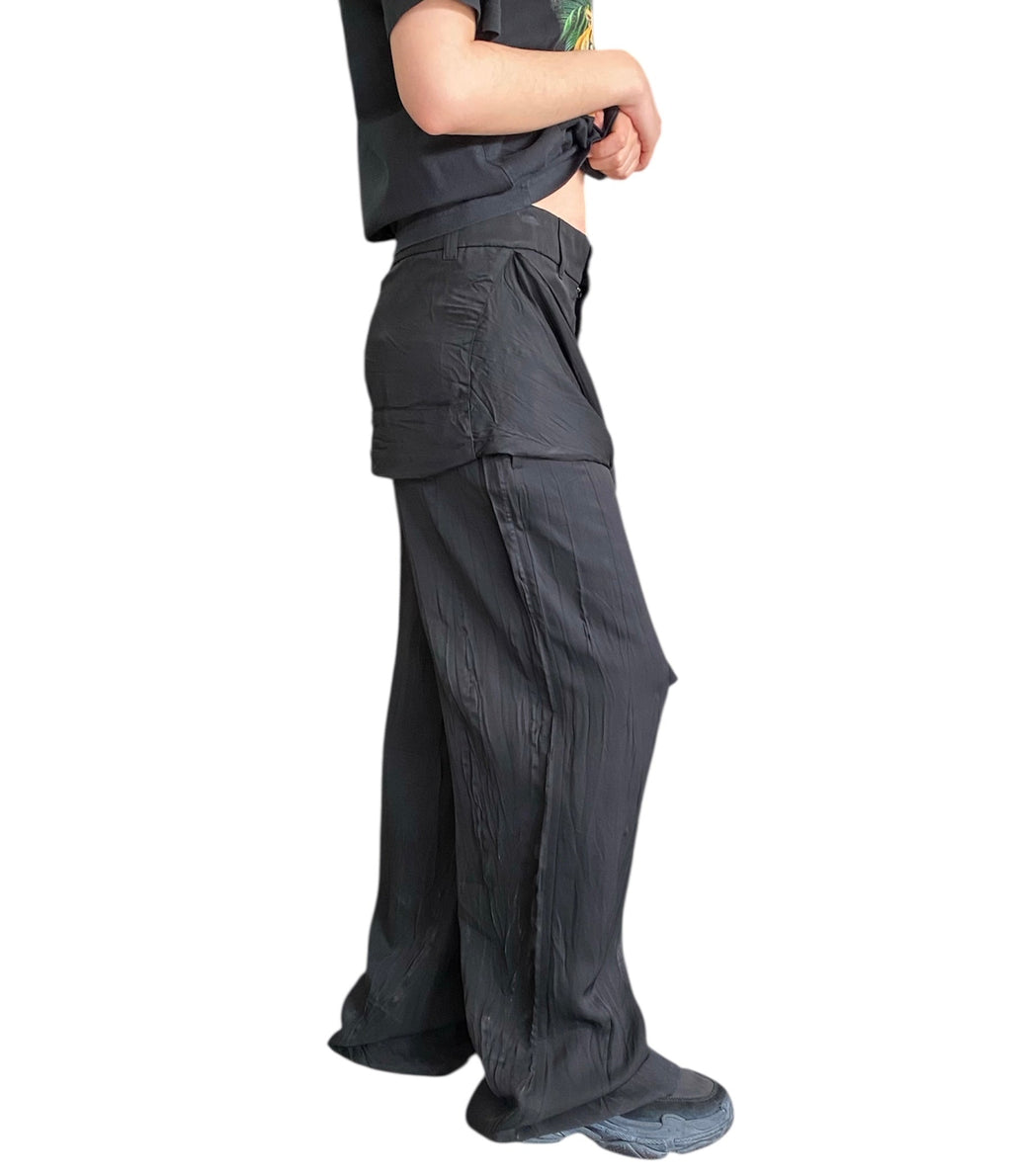 Balenciaga Black Unisex Crinkle Shirt Trousers - XXS / 6