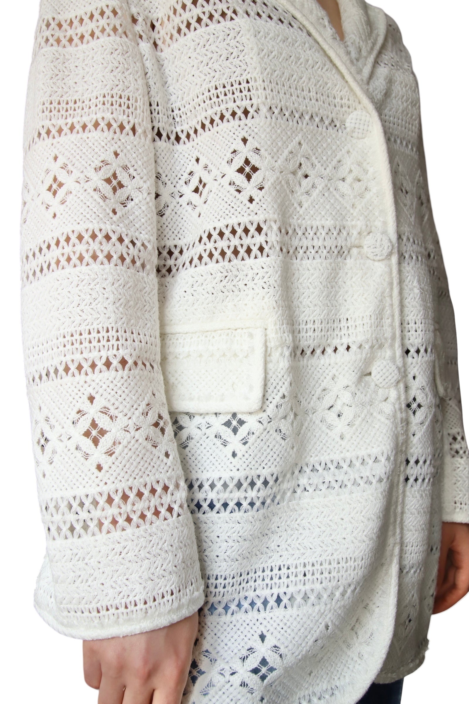 Ermano Scervino White Crochet Blazer - 42 / US 6