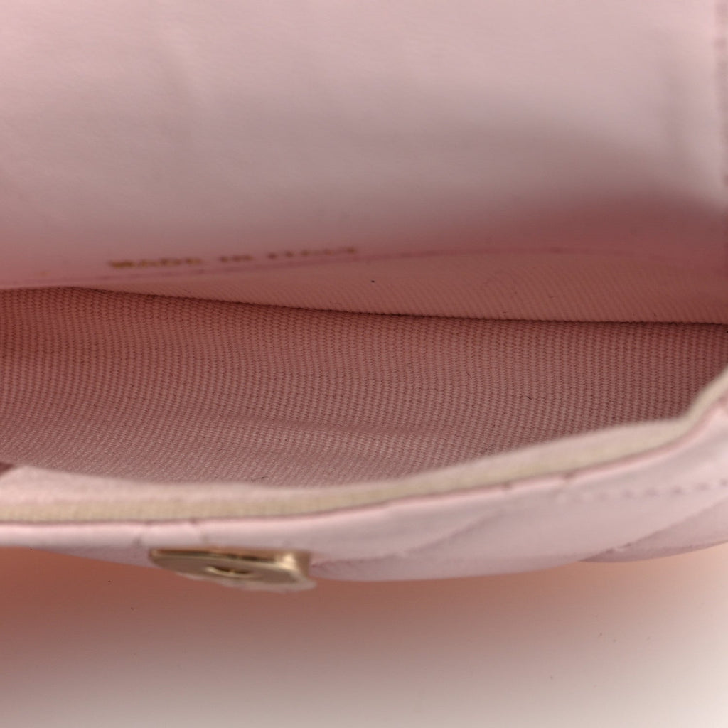 Lambskin Quilted Pearl Chain Belt Bag Light Pink