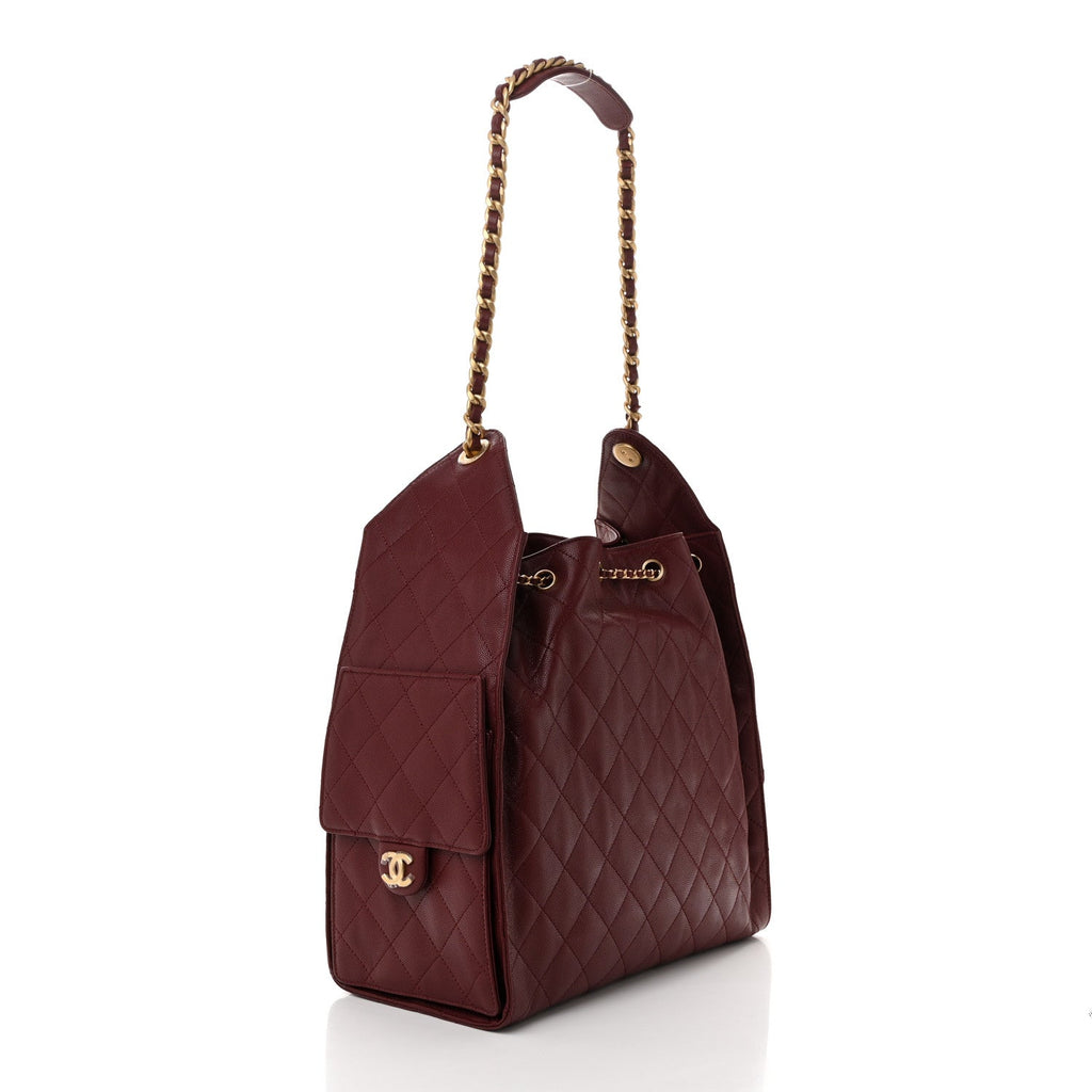 Caviar Quilted Medium Chanel 25 Handbag Burgundy