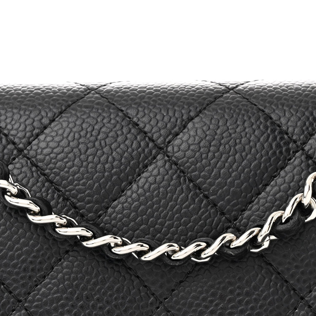 Caviar Quilted Wallet on Chain WOC Black