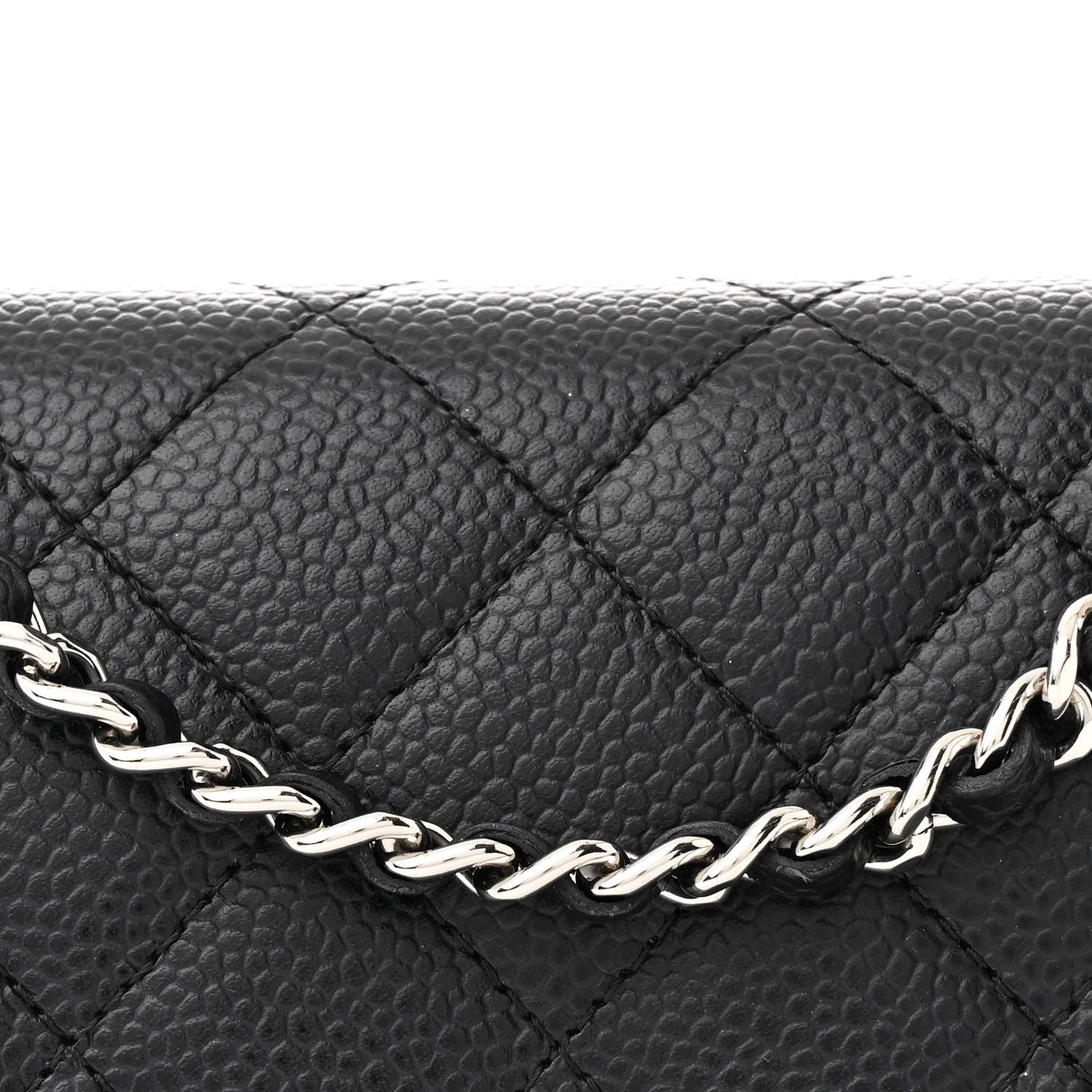 Caviar Quilted Wallet on Chain WOC Black