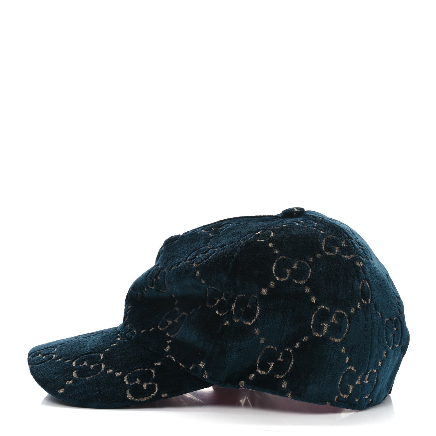 Velvet GG Monogram Baseball Hat M Blue