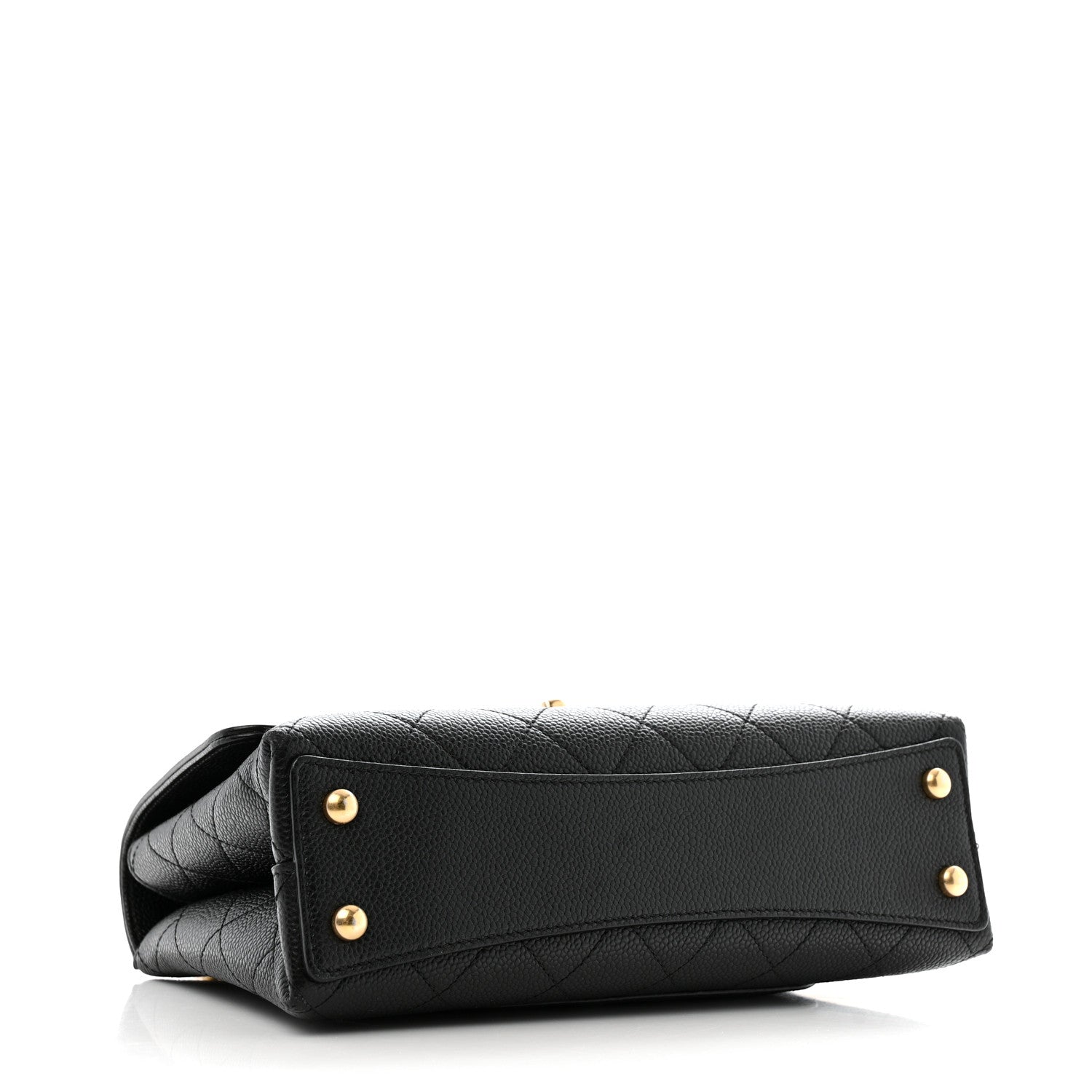 Caviar Diamond Stitched Small Top Handle Flap Black