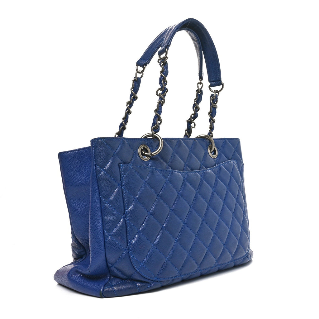 Caviar Quilted Grand Shopping Tote GST Blue