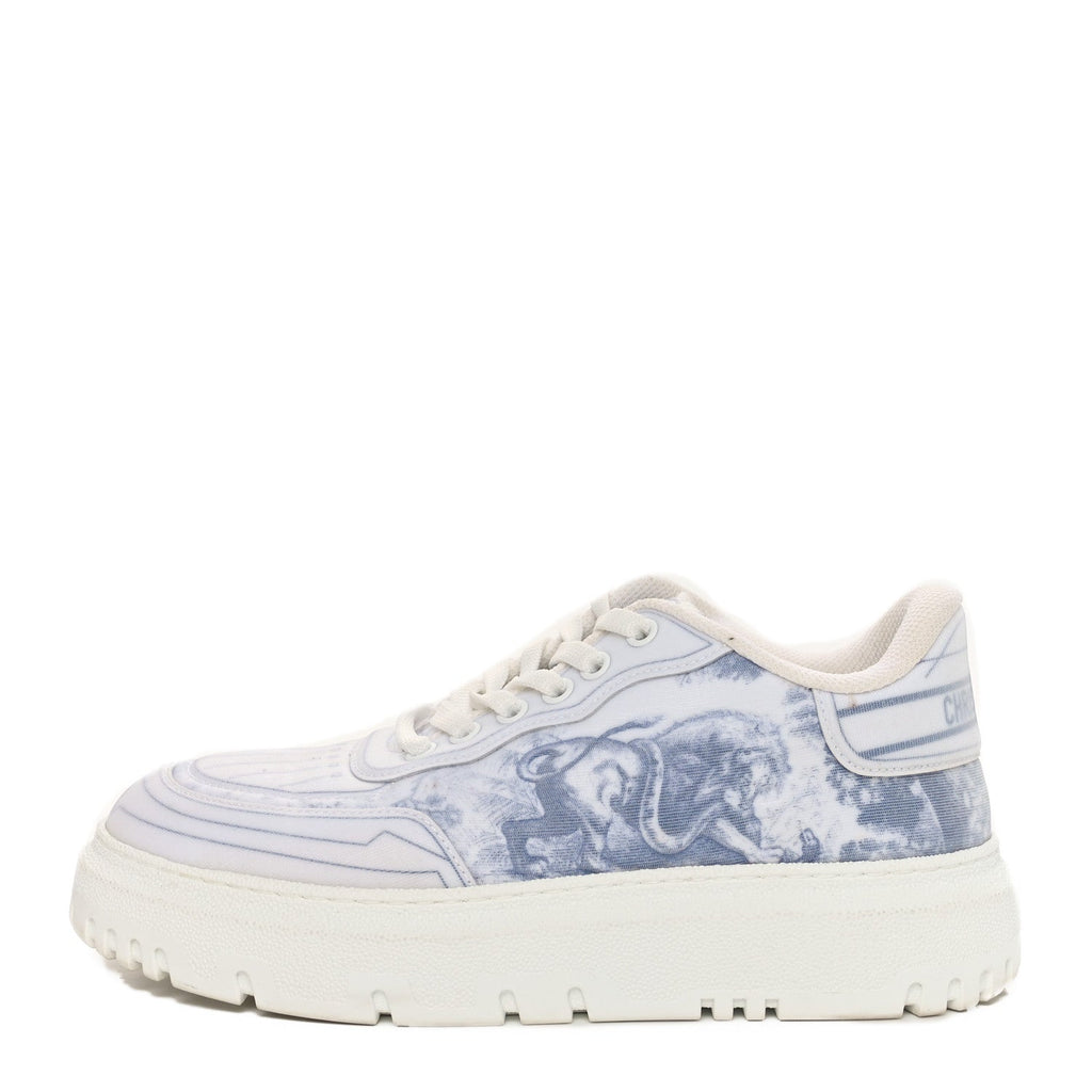 Technical Fabric Dior Addict Toile De Jouy Low Top Sneakers 37 White Blue